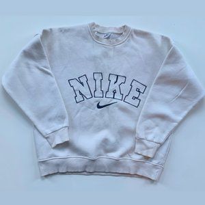 NIKE Cream/Navy Embroidered Crewneck Sweatshirt